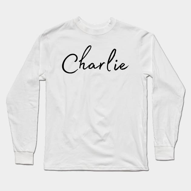 Charlie Name Calligraphy Long Sleeve T-Shirt by Word Minimalism